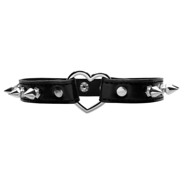 Coleira Choker com Coração e Pinos - Imagem 2